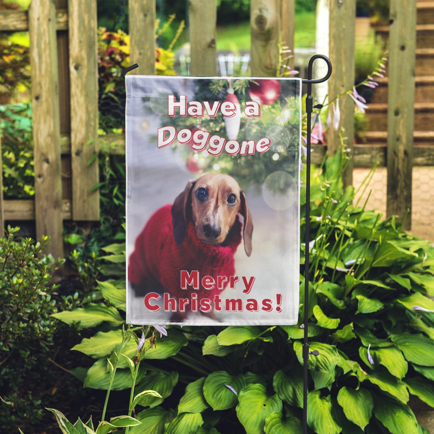 Have a Doggone Merry Christmas Lettering Yard Flag - Signs and Seasons Gifts