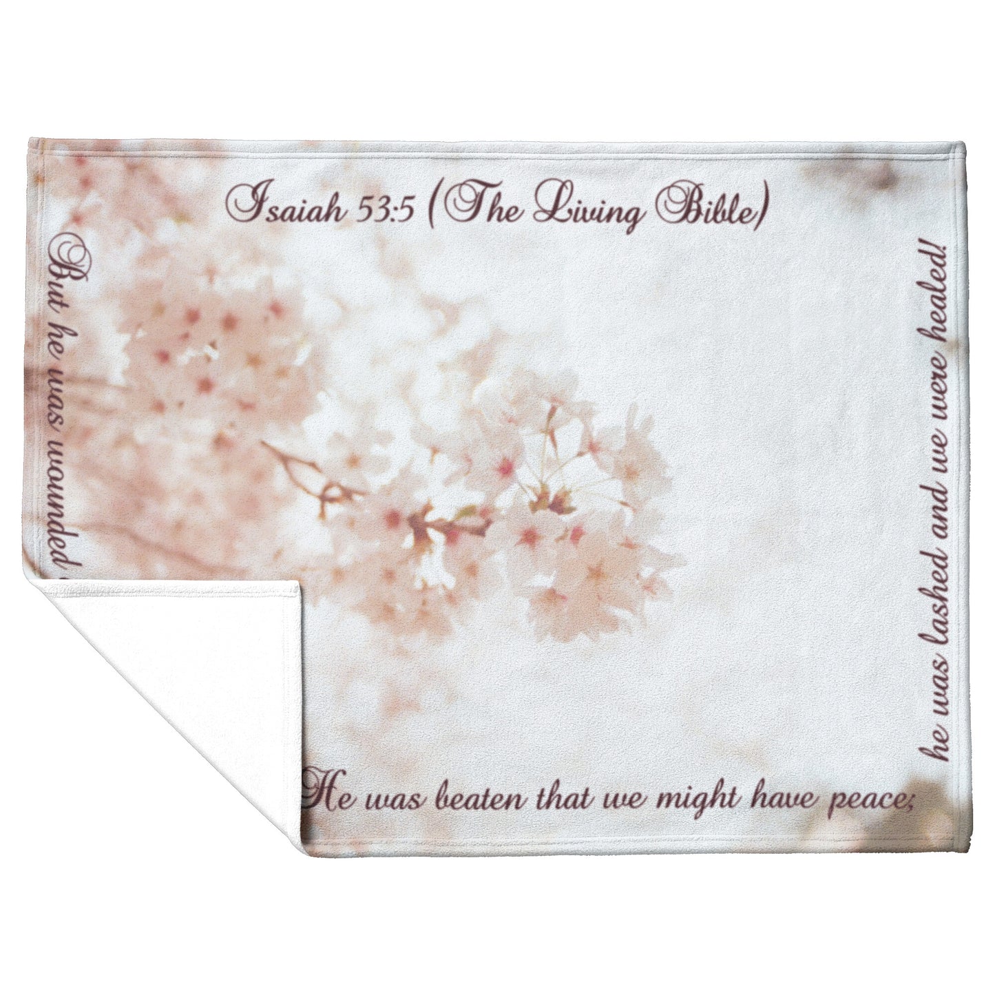 Healing Scripture with White Blossoms Fleece Blanket - Signs and Seasons Gifts