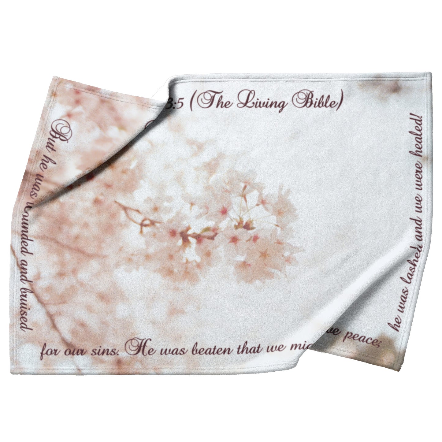 Healing Scripture with White Blossoms Fleece Blanket - Signs and Seasons Gifts