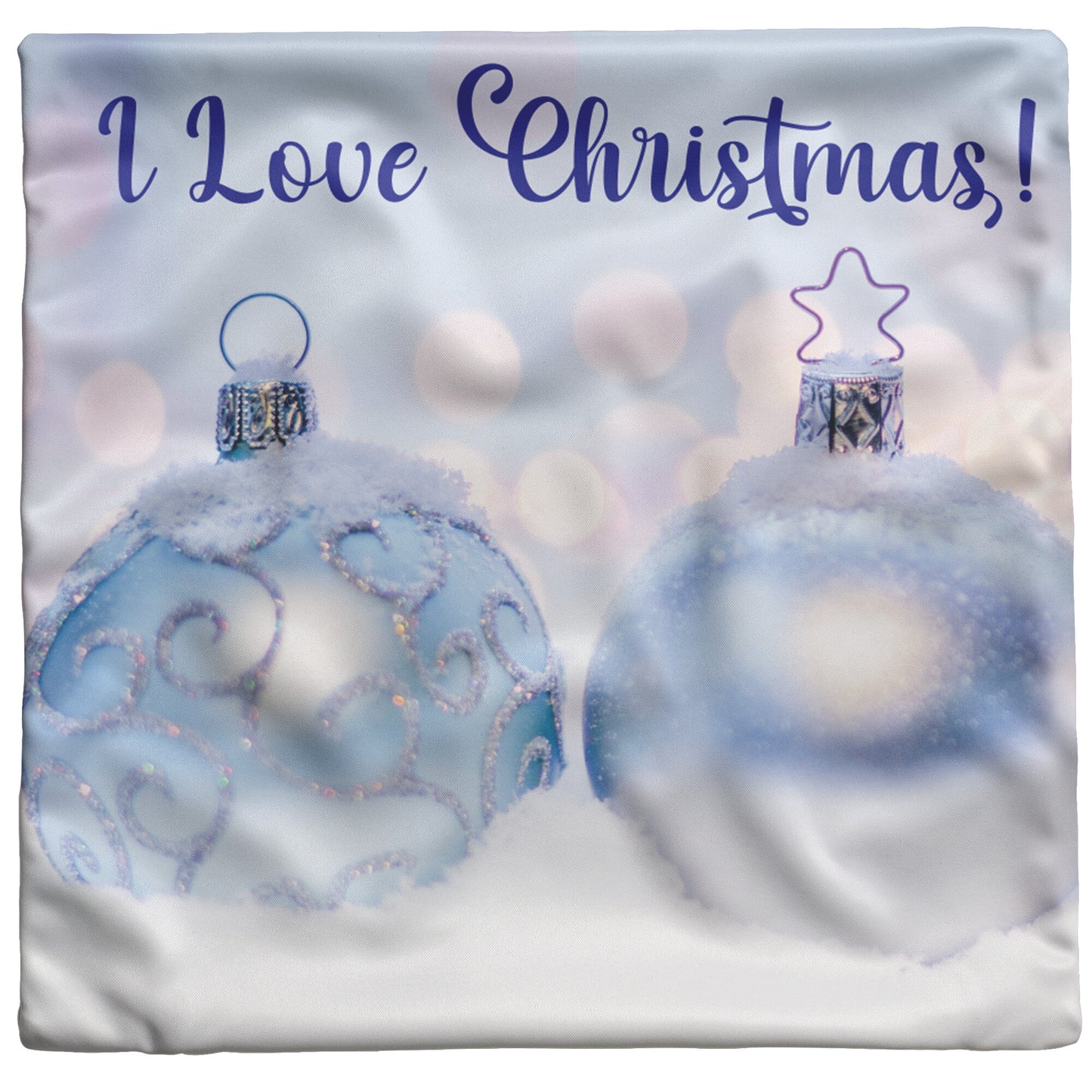 I Love Christmas! Pillow With Light Blue Accent - Signs and Seasons Gifts