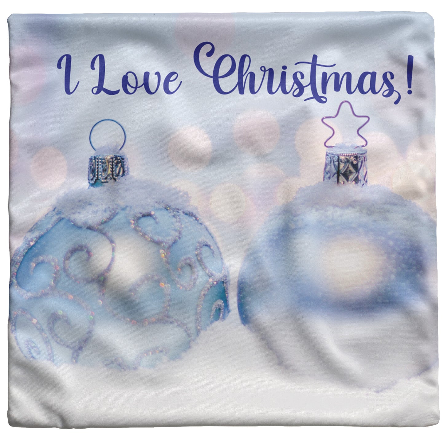 I Love Christmas! Pillow With Medium Blue Accent - Signs and Seasons Gifts