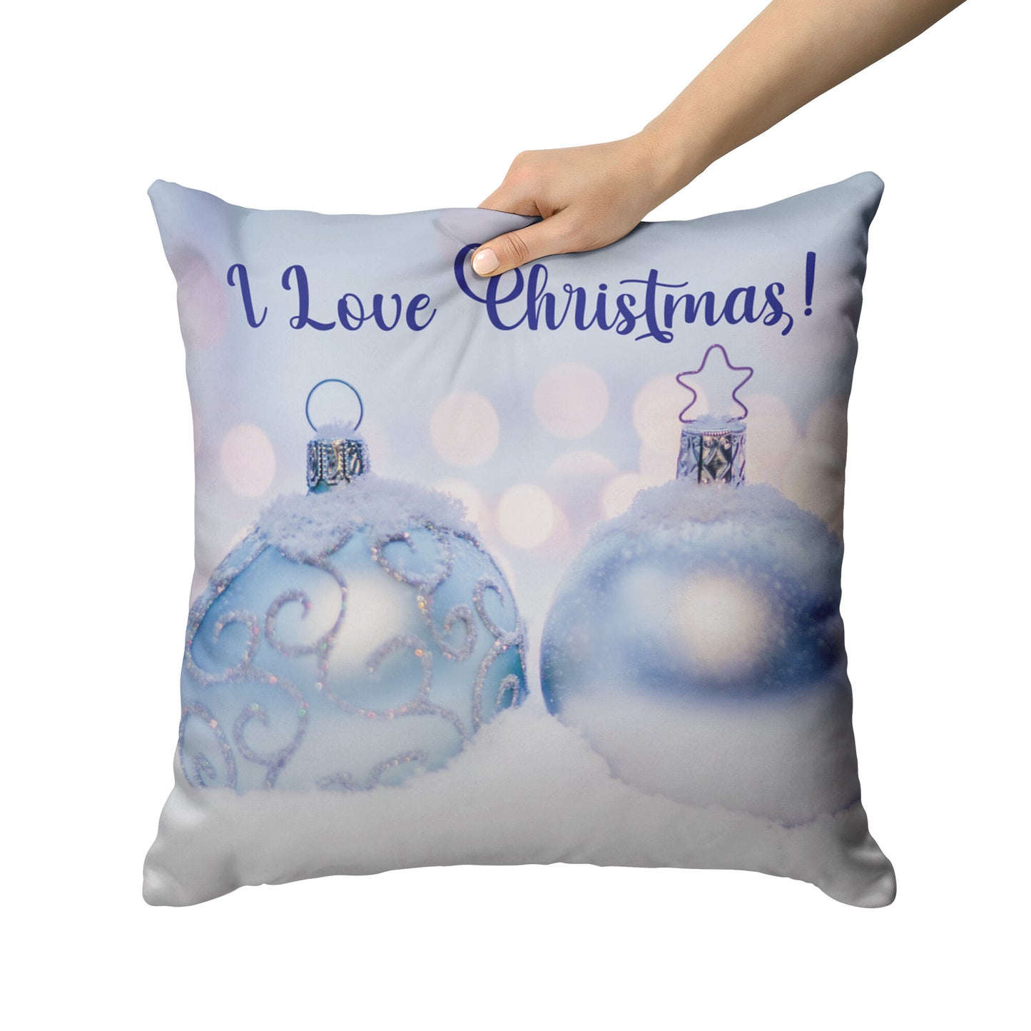 I Love Christmas! Pillow With Pink Accent - Signs and Seasons Gifts