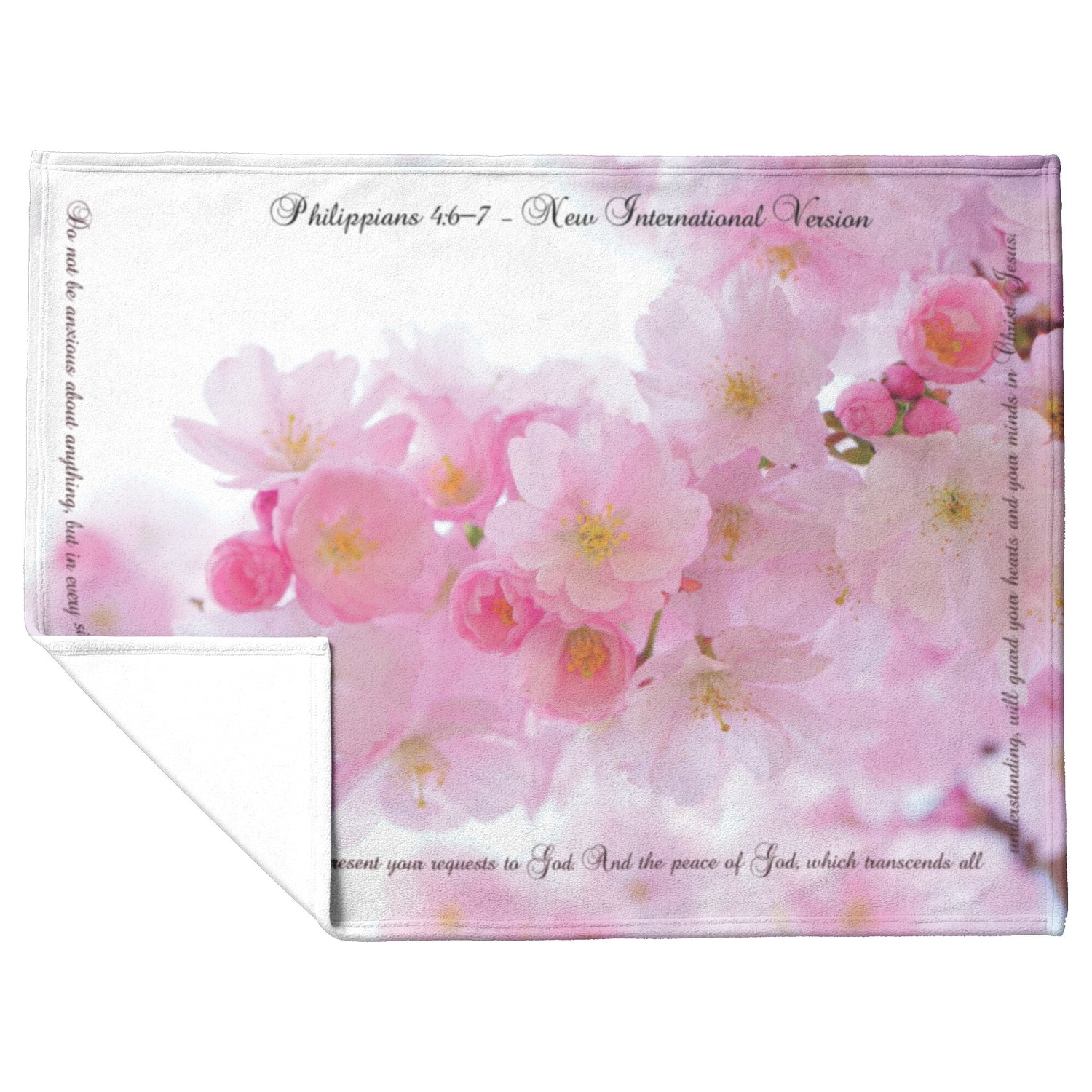 Peace of God Scripture with Spring Blossoms Fleece Blanket - Signs and Seasons Gifts