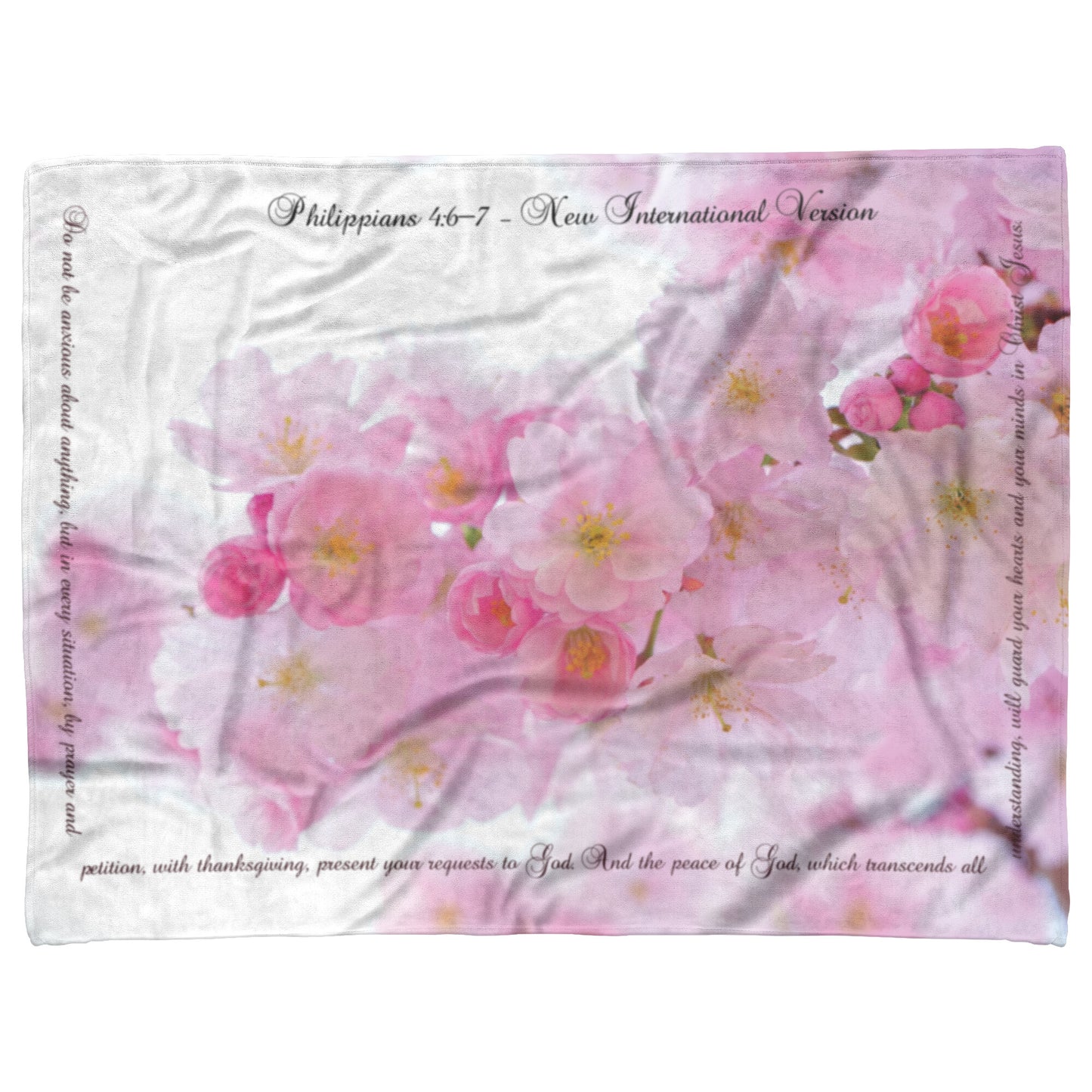 Peace of God Scripture with Spring Blossoms Fleece Blanket - Signs and Seasons Gifts