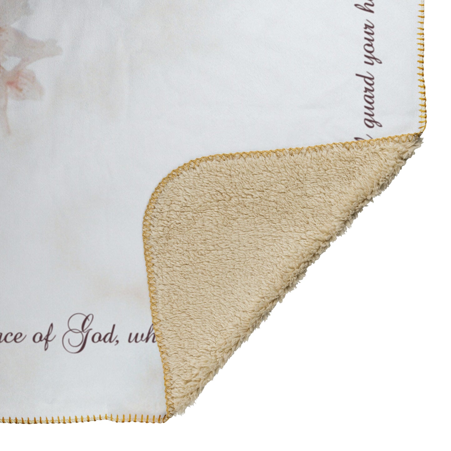 Peace of God Scripture with White Blossoms Background Fleece Blanket - Signs and Seasons Gifts