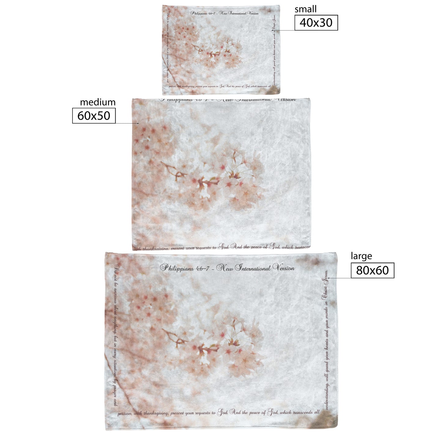 Peace of God Scripture with White Blossoms Background Fleece Blanket - Signs and Seasons Gifts