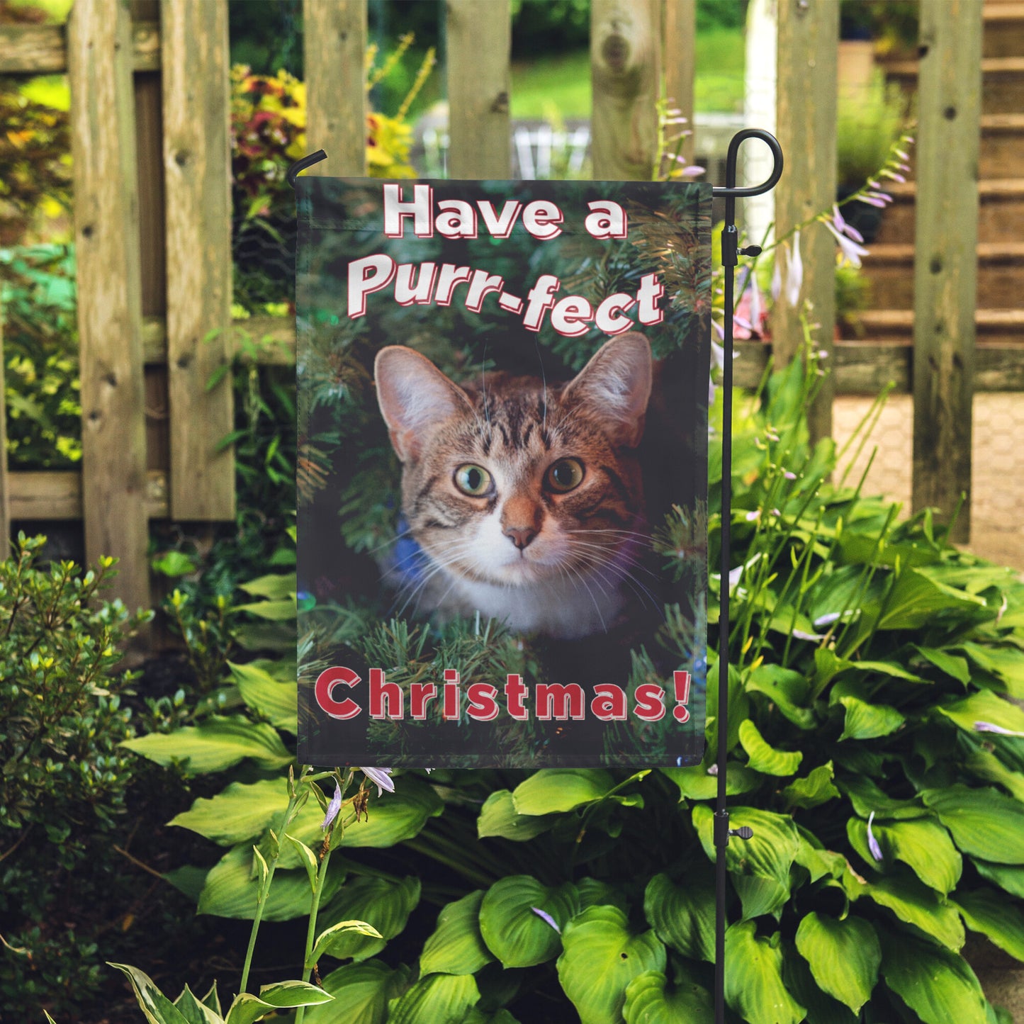 Have a Purr-fect Christmas Lettering Yard Flag - Signs and Seasons Gifts