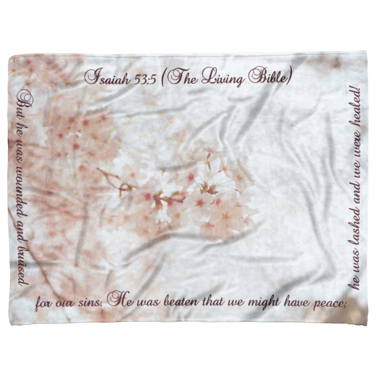 Healing Scripture with White Blossoms Fleece Blanket - Signs and Seasons Gifts