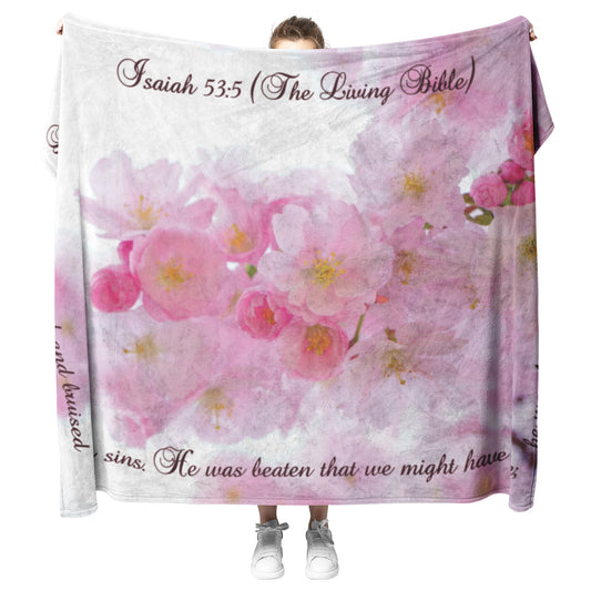 Healing Scripture with Spring Blossoms Fleece Blanket - Signs and Seasons Gifts