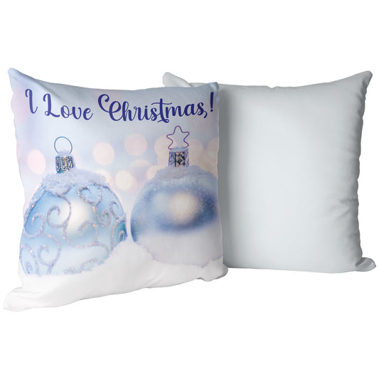 I Love Christmas! Pillow With Light Blue Accent - Signs and Seasons Gifts