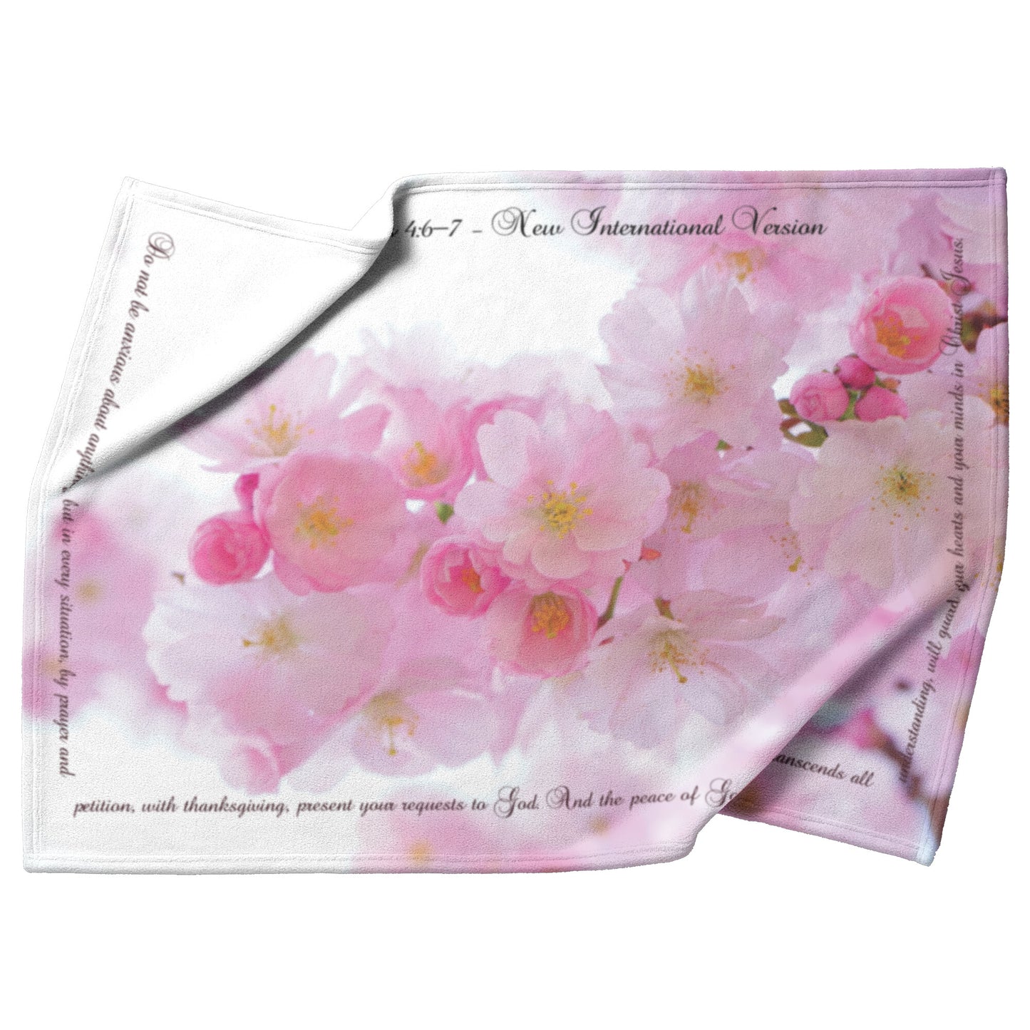 Peace of God Scripture with Spring Blossoms Fleece Blanket - Signs and Seasons Gifts