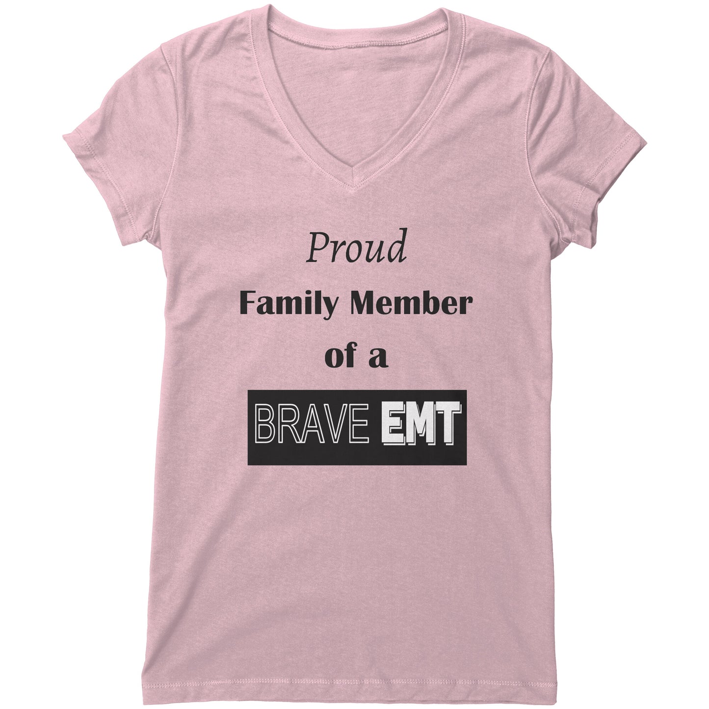Proud Family Member of a Brave EMT Lettering Womens Shirt - Signs and Seasons Gifts